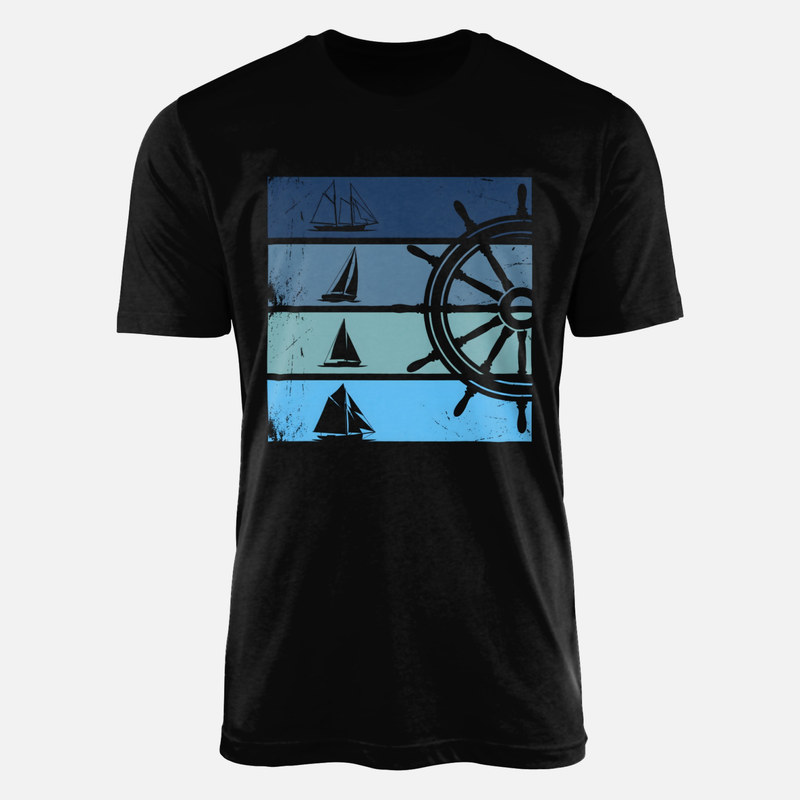 T-shirts: Steuerrad und Segelboote Retro