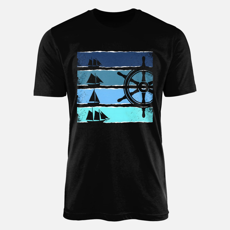 T-shirts: Segelboote und Steuerrad Vintage