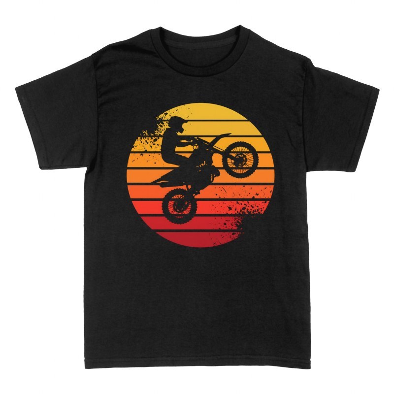 T-shirts: Motocross Wheelie Retro-Sonnenuntergang