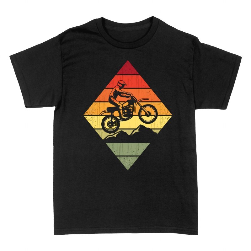 T-shirts: Retro Motocross Sprung im Sonnenuntergang