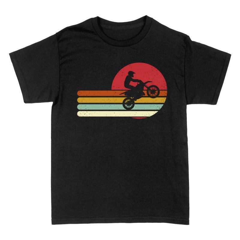 T-shirts: Motocross Wheelie Retro Sonnenuntergang