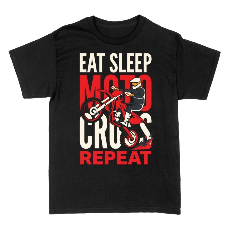 T-shirts: Eat Sleep Motocross Repeat Wheelie