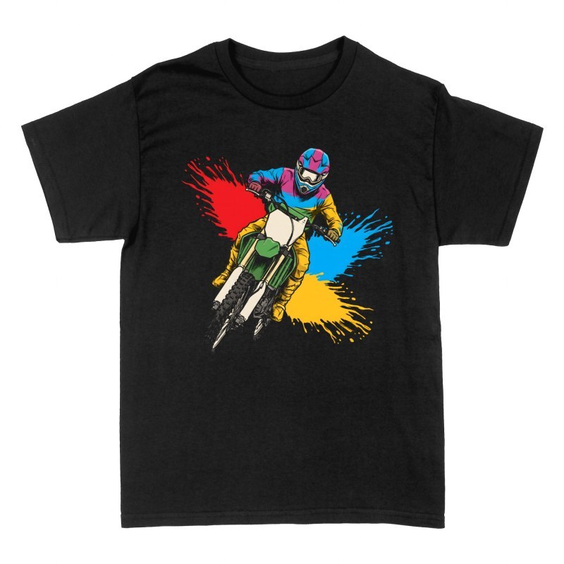 T-shirts: Motocross-Fahrer mit bunten Farbspritzern