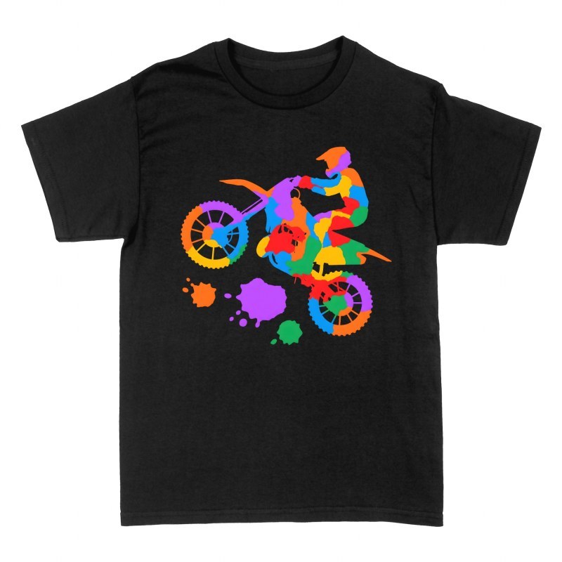 T-shirts: Motocross-Sprung mit Farbspritzern