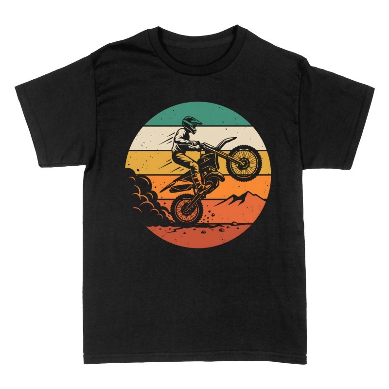T-shirts: Motocross Wheelie Retro-Sonnenuntergang