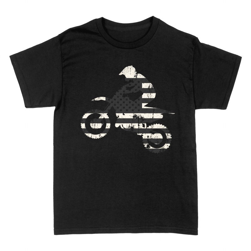 T-shirts: Motocross USA Flagge Silhouette Grunge