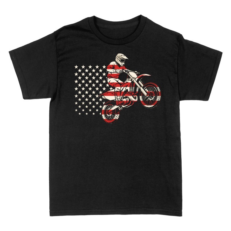 T-shirts: Motocross-Sprung mit US-Flagge