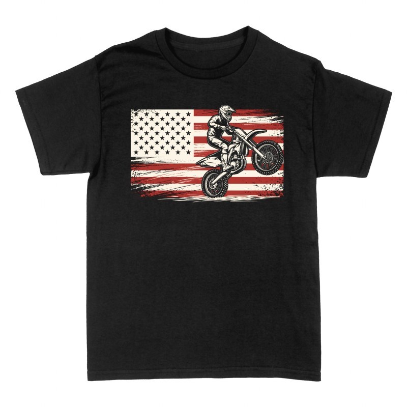 T-shirts: Motocross Wheelie US Flagge Vintage