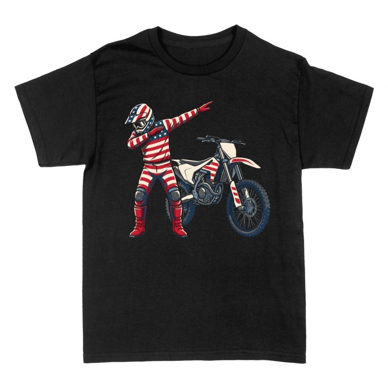 T-shirts: Dabbing Motocross Fahrer USA Flagge