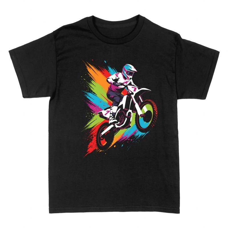 T-shirts: Motocross Sprung mit Farbspritzern