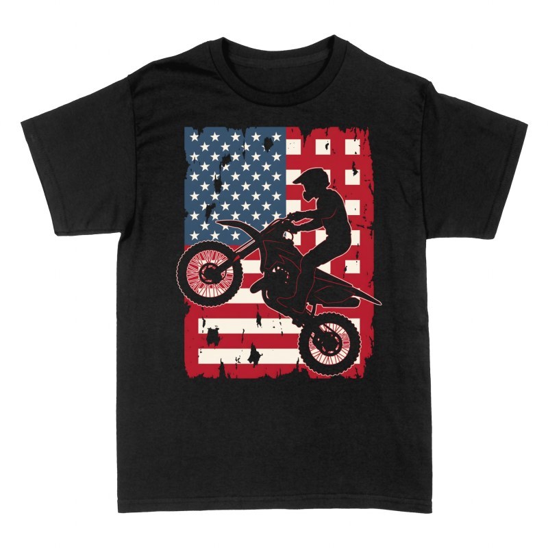 T-shirts: Motocross Sprung USA Flagge