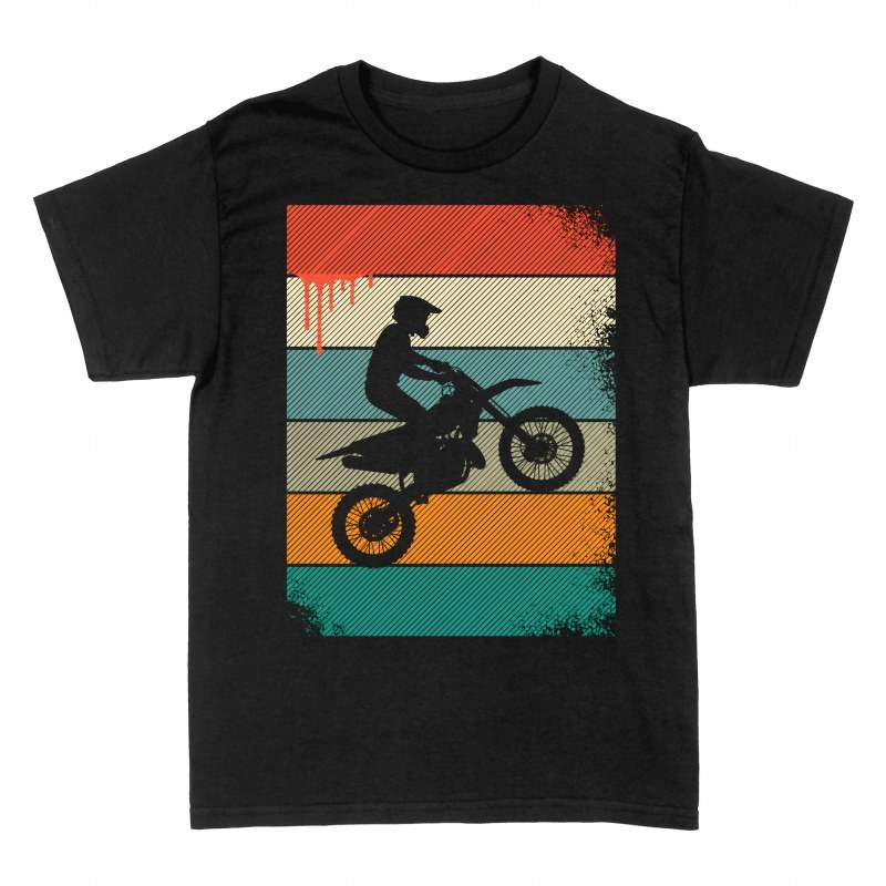 T-shirts: Motocross Wheelie Retro Silhouette