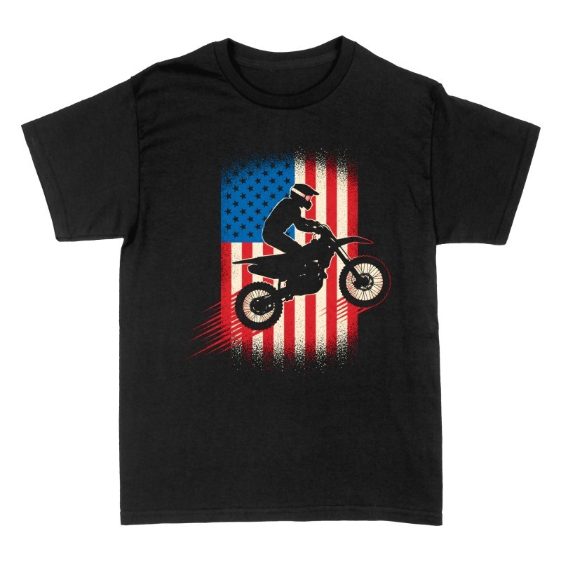 T-shirts: Motocross Sprung US-Flagge Vintage