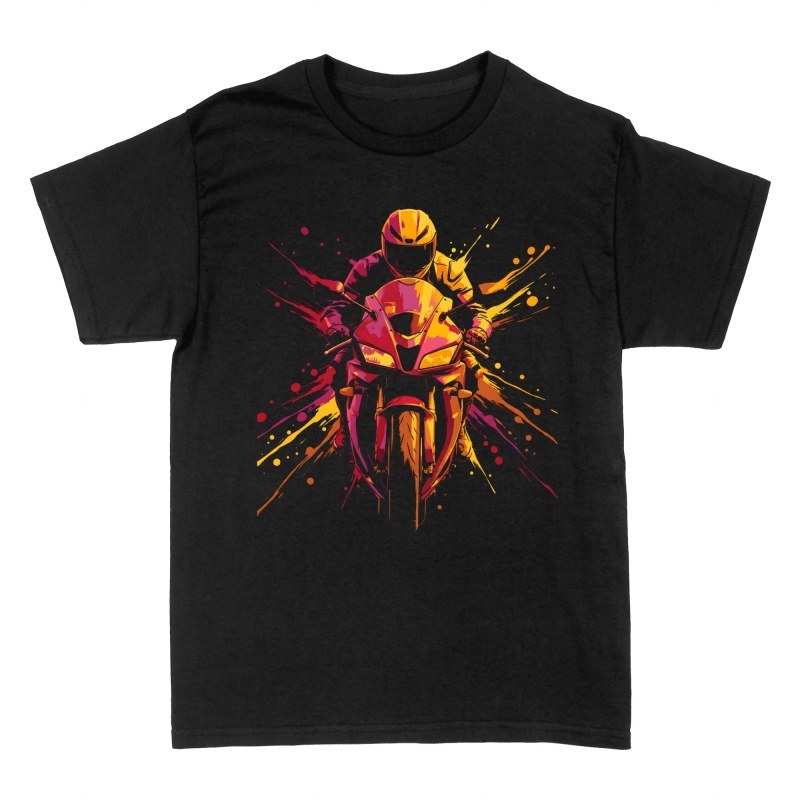 T-shirts: Sportmotorrad mit Farbspritzern