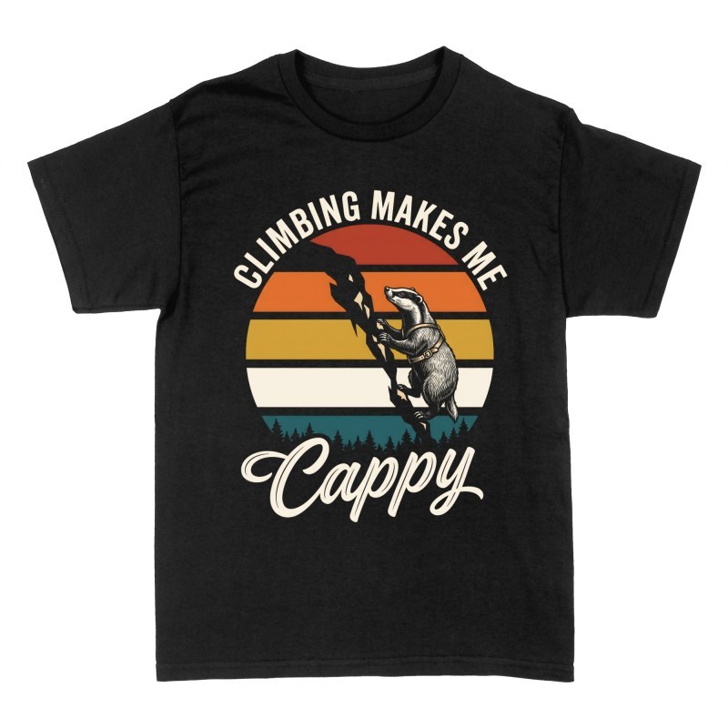 T-shirts: Kletternder Dachs mit Retro-Sonnenuntergang