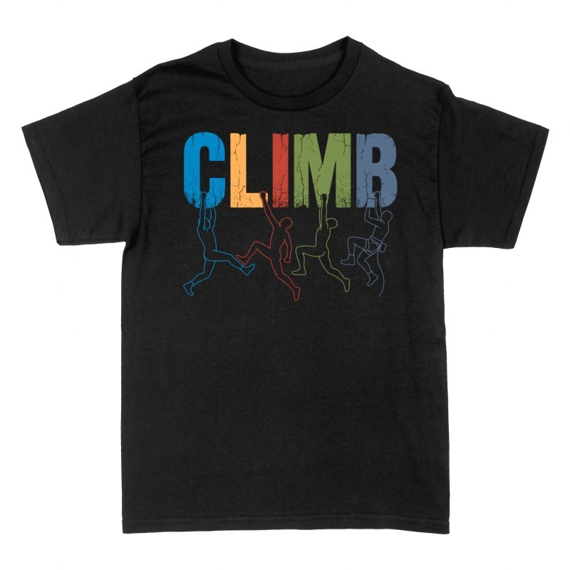 T-shirts: Kletterer an Climb Schriftzug