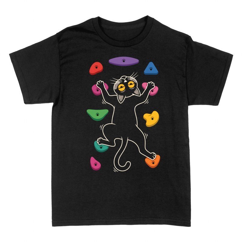 T-shirts: Kletternde schwarze Katze