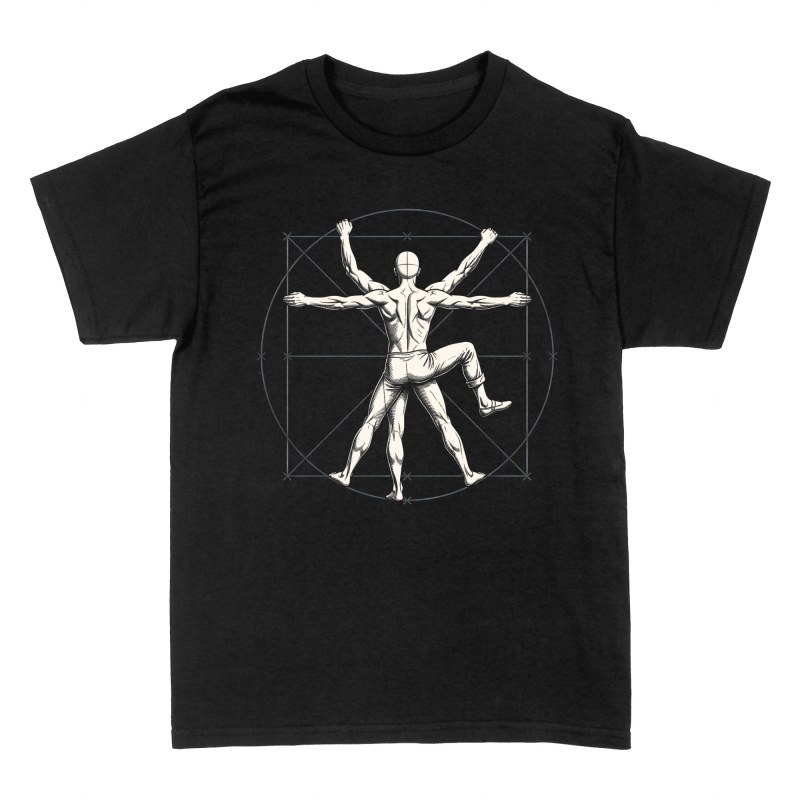 T-shirts: Vitruvianischer Mann zieht Hose an