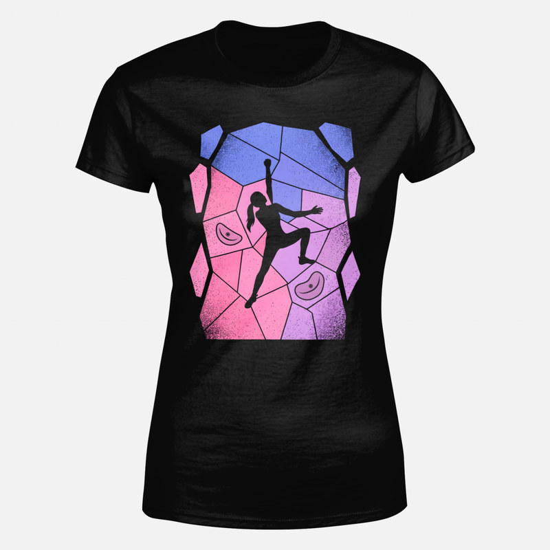 T-shirts: Kletterin an der Boulderwand