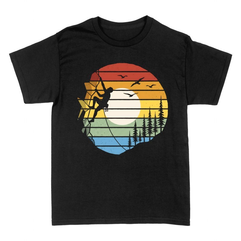 T-shirts: Kletterer Felswand Retro Sonnenuntergang