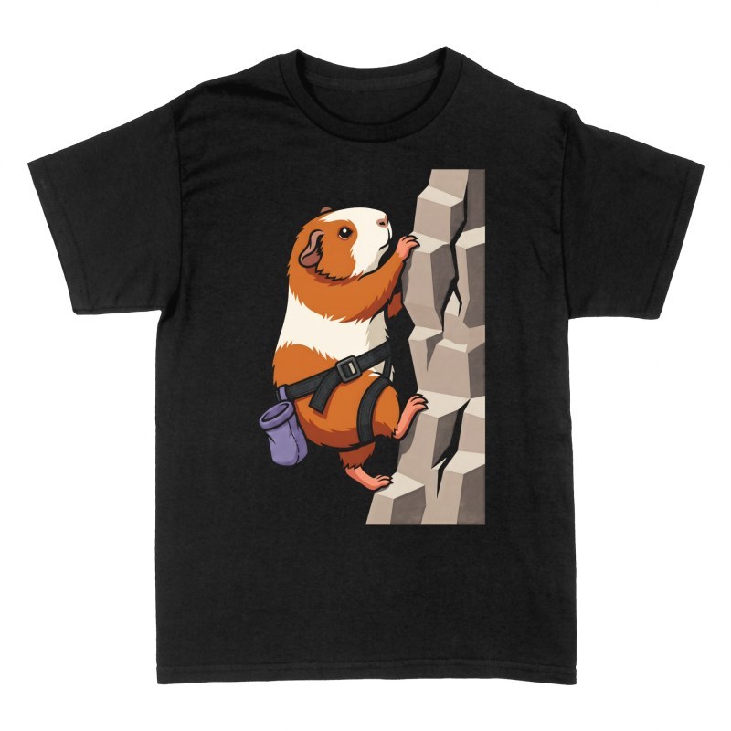 T-shirts: Kletterndes Meerschweinchen an der Felswand