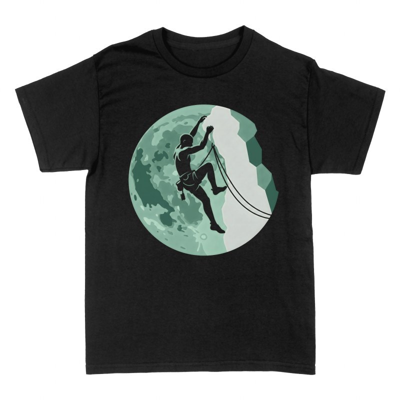 T-shirts: Kletterer am Fels vor Vollmond