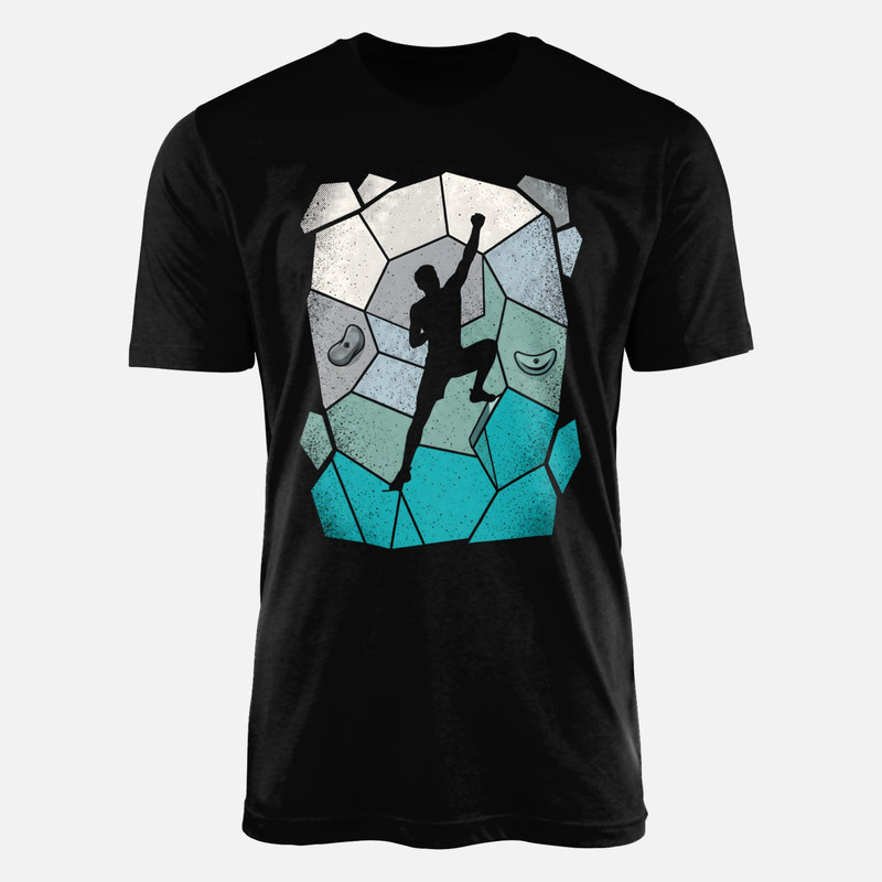 T-shirts: Kletterer an Geometrischer Kletterwand