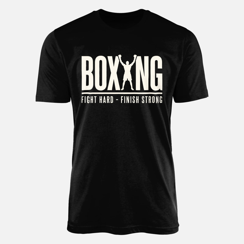 T-shirts: Boxer Silhouette Fight Hard Finish Strong
