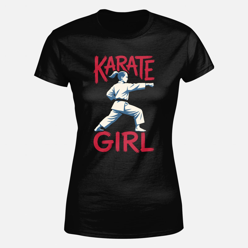 T-shirts: Karate-M&auml;dchen mit Schwarzgurt