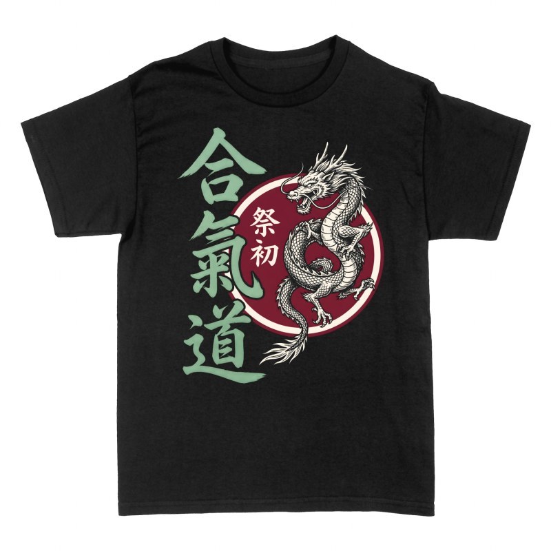 T-shirts: Japanischer Drache mit Aikido Kanji
