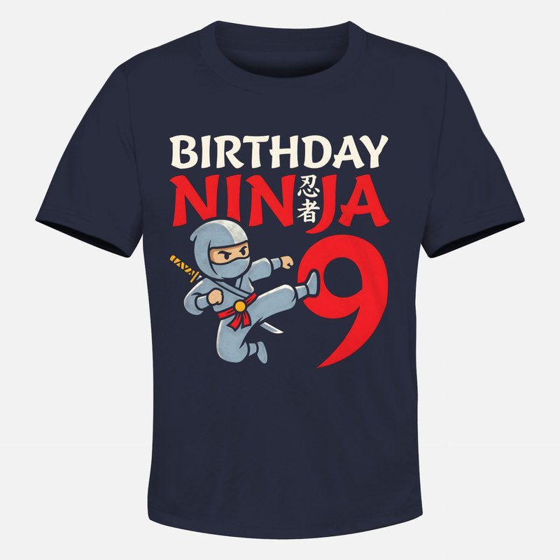 T-shirts: Ninja 9. Geburtstag mit Kick
