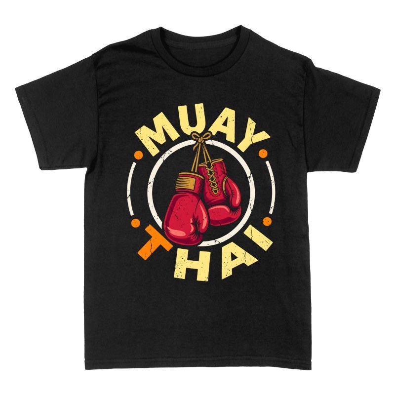 T-shirts: H&auml;ngende Muay-Thai-Boxhandschuhe Vintage