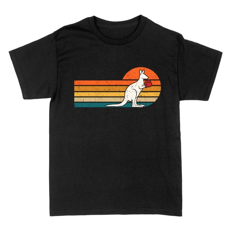 T-shirts: Boxendes K&auml;nguru im Retro-Sonnenuntergang