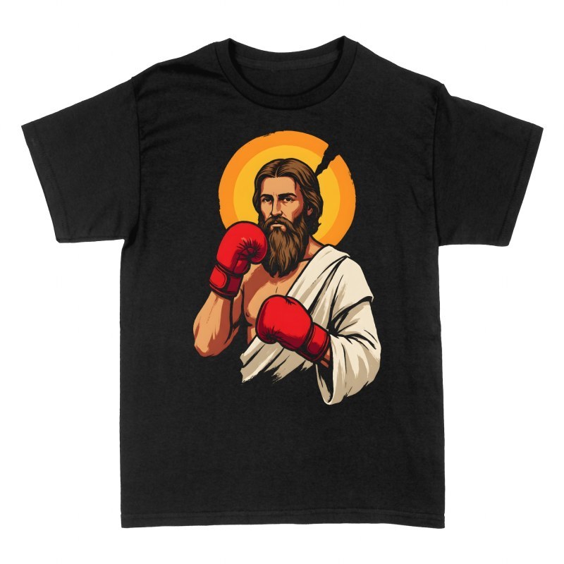 T-shirts: Boxender Jesus mit roten Boxhandschuhen
