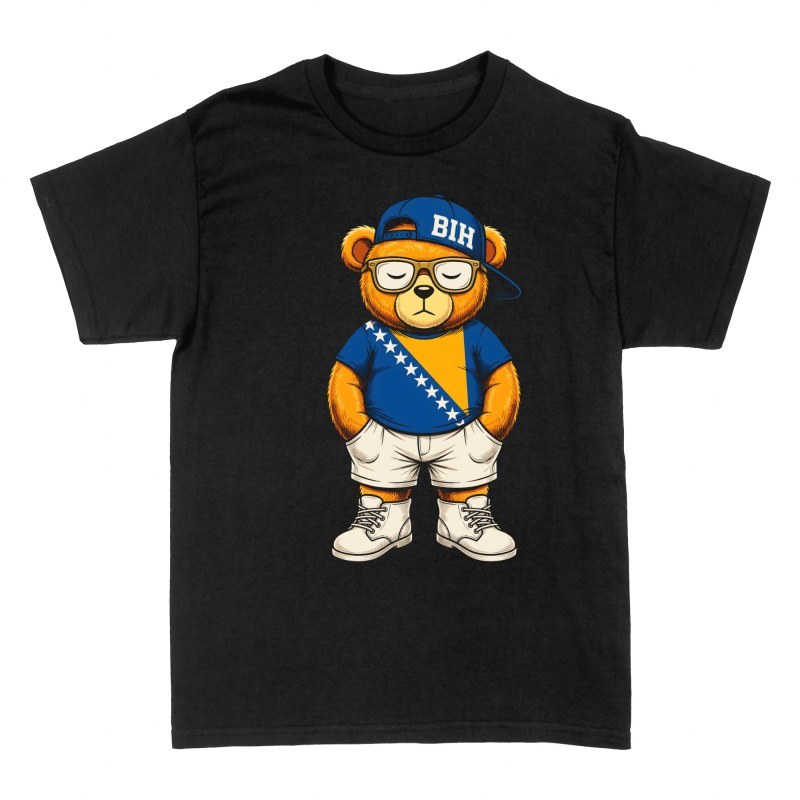 T-shirts: Bosnischer Streetwear-B&auml;r mit Flagge