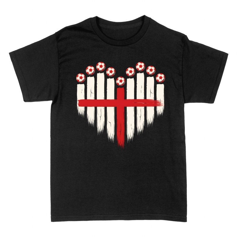 T-shirts: England Herz Flagge mit Fu&szlig;b&auml;llen