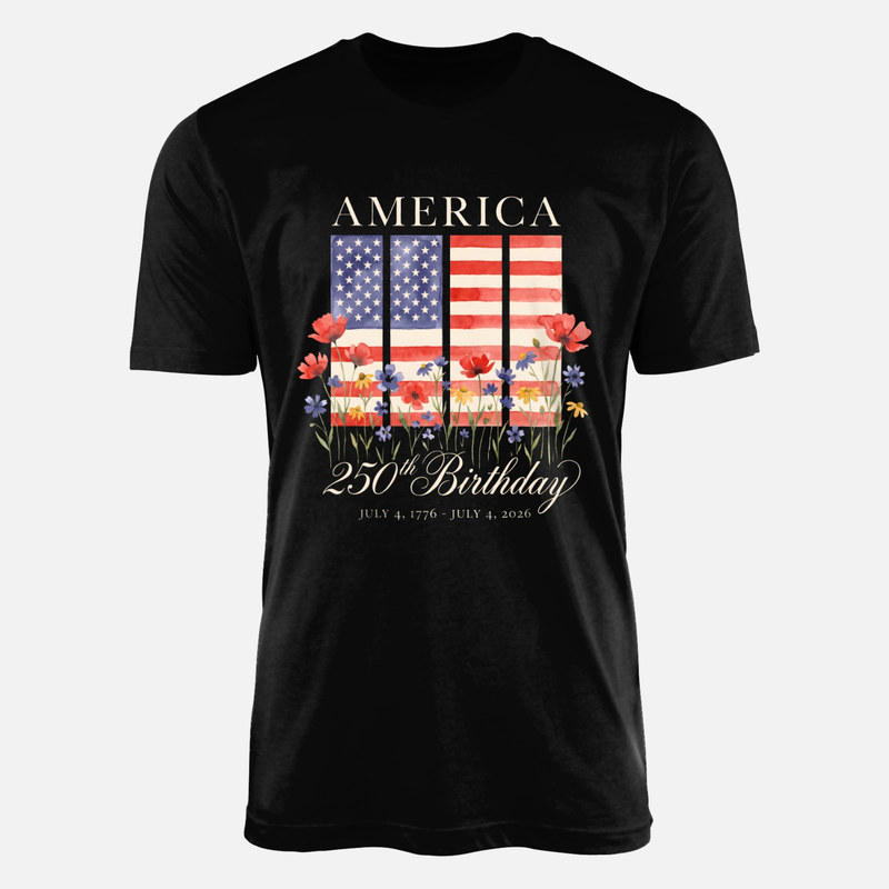 T-shirts: 250. Geburtstag Amerika mit Blumen