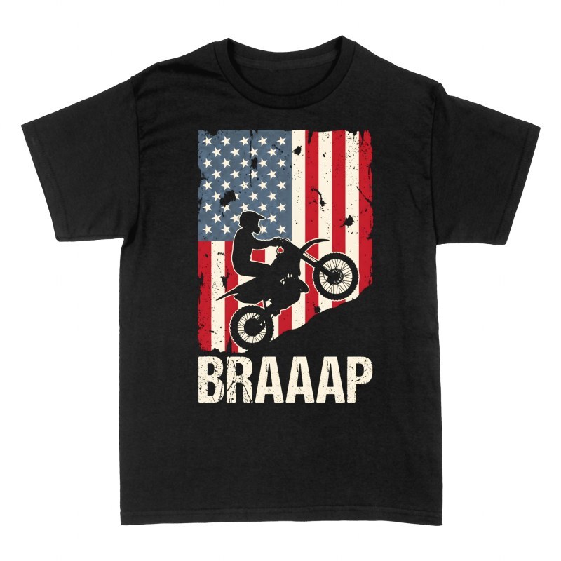 T-shirts: Motocross Braaap USA Flagge