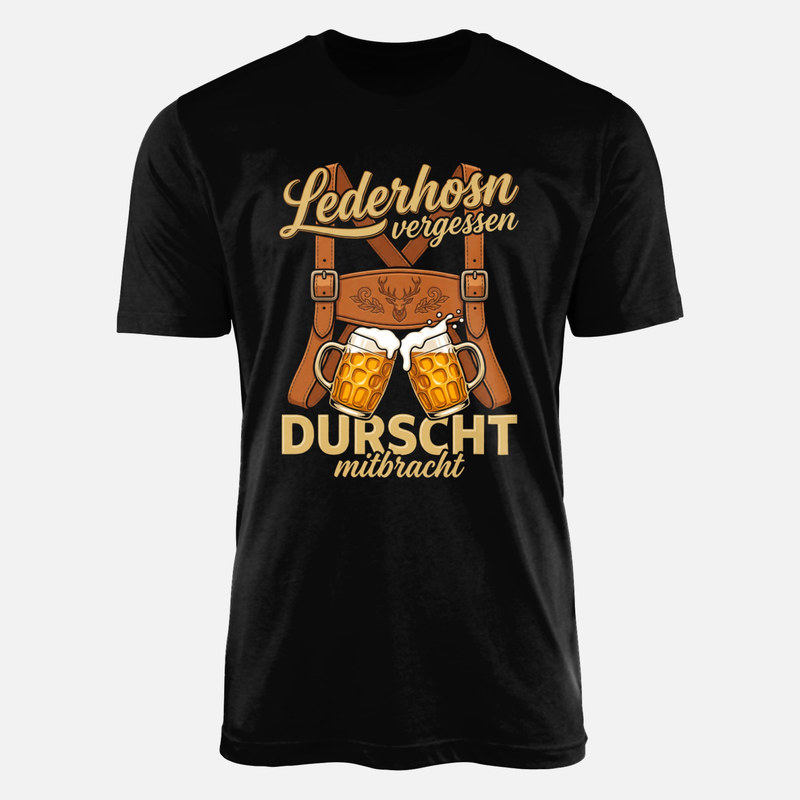T-shirts: Lederhosn vergessen mit Hosentr&auml;gern und Kr&uuml;gen