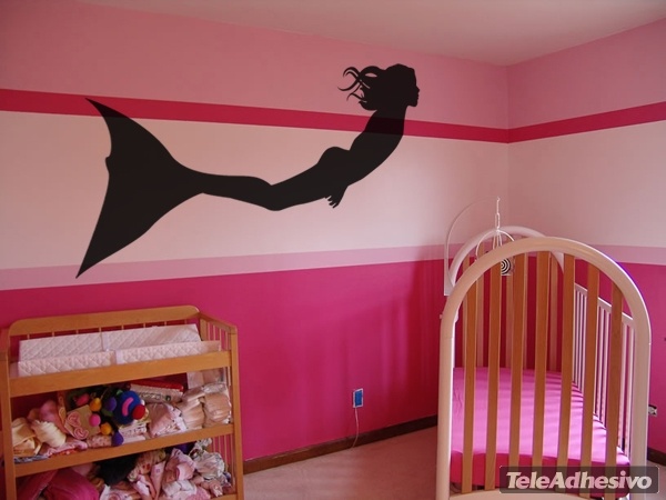 Kinderzimmer Wandtattoo: Meerjungfrau Schwimmen