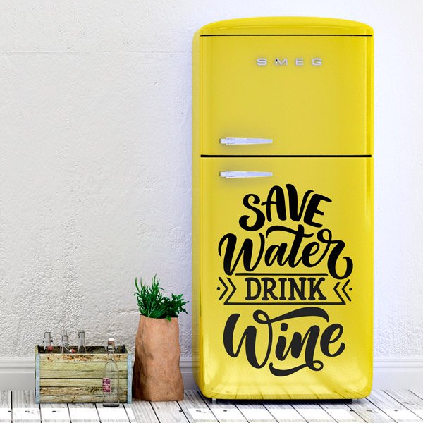 Wandtattoos: Save Water Drink Wine