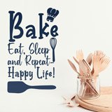 Wandtattoos: Bake eat, sleep and repeat 2