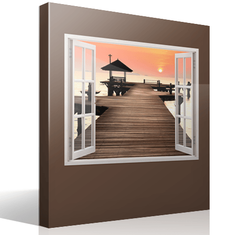 Wandtattoos: Sonnenuntergang Schiffsanlegestelle