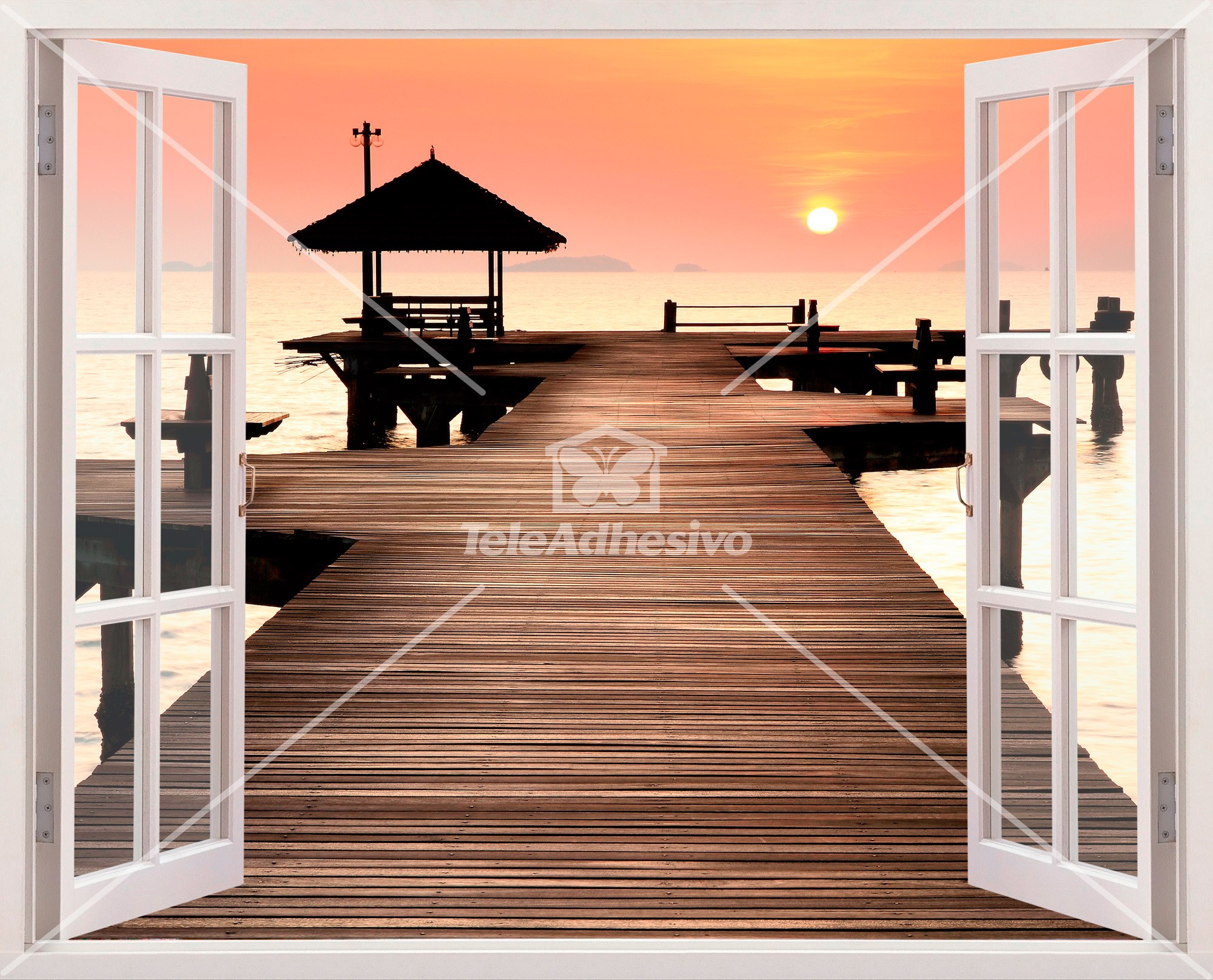 Wandtattoos: Sonnenuntergang Schiffsanlegestelle
