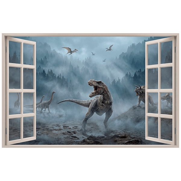 Wandtattoos: Fenster Prähistorische Dinosaurierwelt