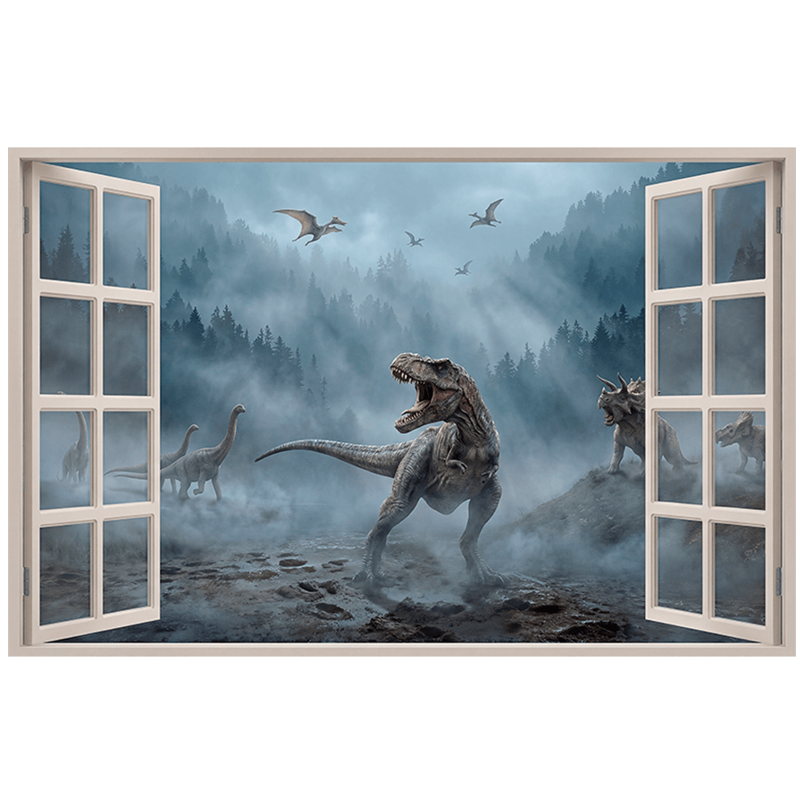 Wandtattoos: Fenster Prähistorische Dinosaurierwelt