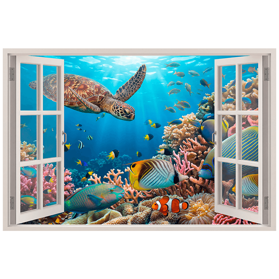 Wandtattoos: Fenster Tropische Unterwasserwelt