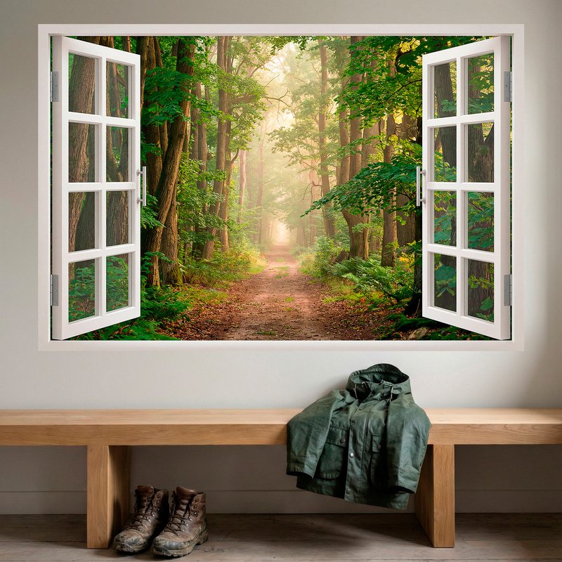Wandtattoos: Fenster Waldpfad