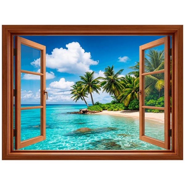 Wandtattoos: Fenster Tropischer Paradiesstrand