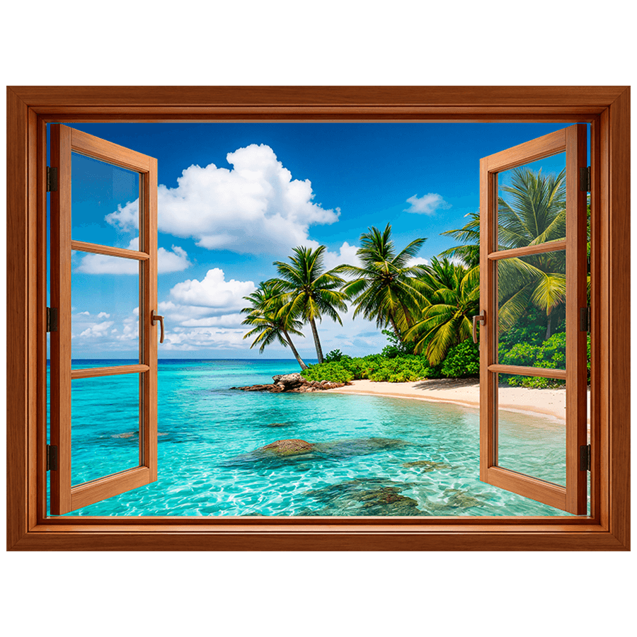 Wandtattoos: Fenster Tropischer Paradiesstrand